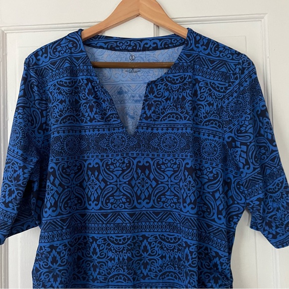 LANDS END Blue Black Patterned Coverup Size XL - Picture 4 of 8